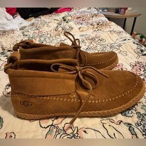 UGG Woodlyn Moc Chestnut Suede Leather Slip On - Size 9 (Runs Large) - NWOT